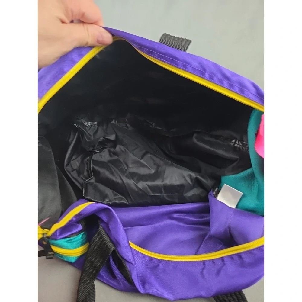 Vintage 80s LA Gear Duffle Bag  Neon Color Block Mesh 18"x9"x9" - Picture 7 of 16